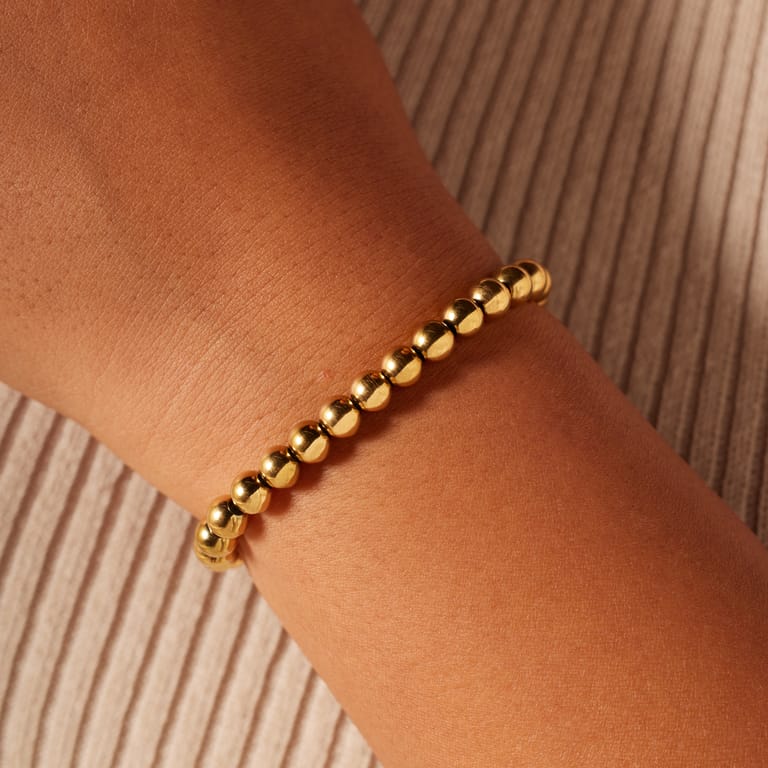 Stainless steel goldplated kralenarmband voor dames