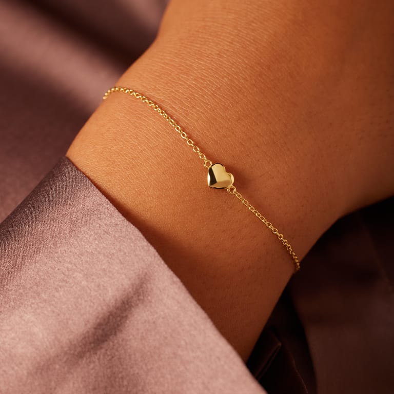 Zilveren goldplated armband met hart voor dames