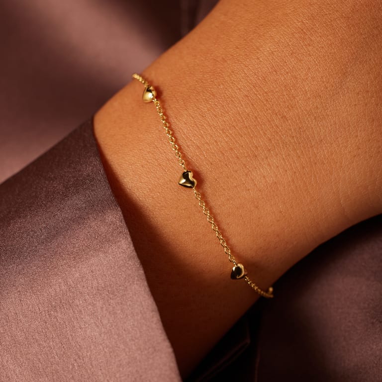 Zilveren goldplated armband met hart voor dames