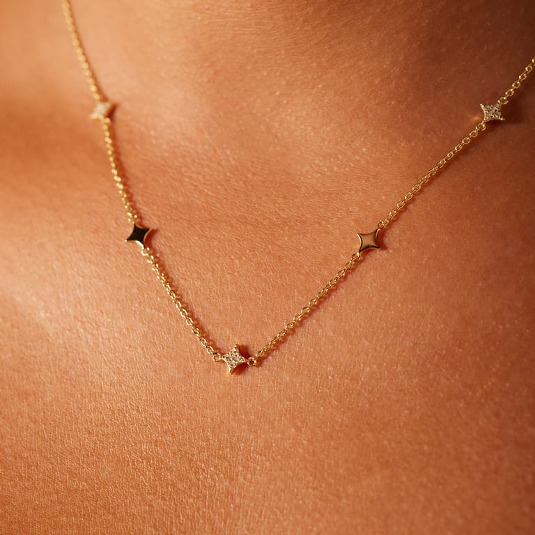 Silberne goldbeschichtete Halskette für Damen