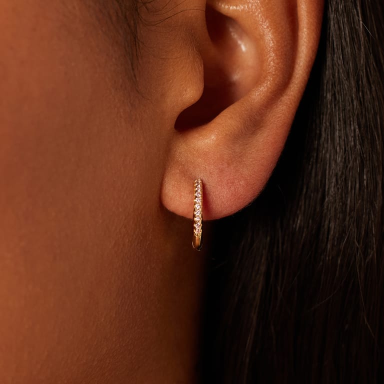 Zilveren goldplated oorringen met zirkonia