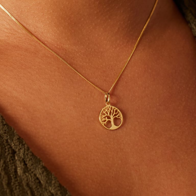 Zilveren goldplated hanger levensboom