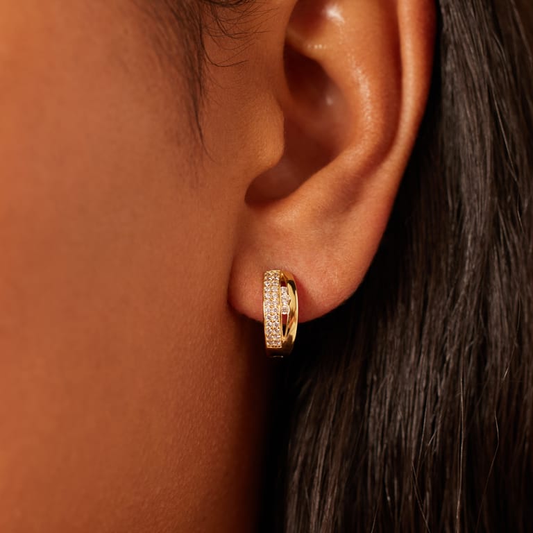 Zilveren goldplated oorringen met zirkonia voor dames