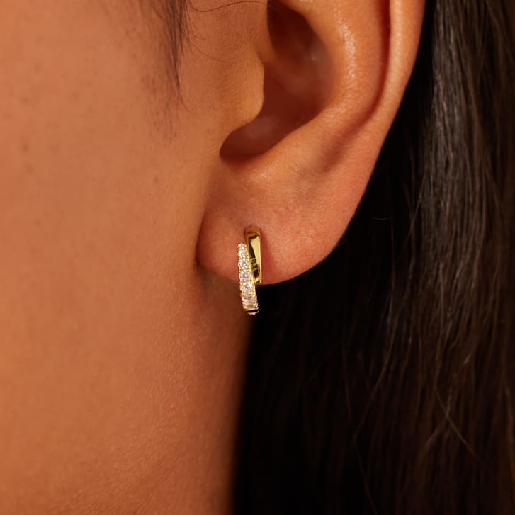 Zilveren goldplated oorringen met zirkonia voor dames