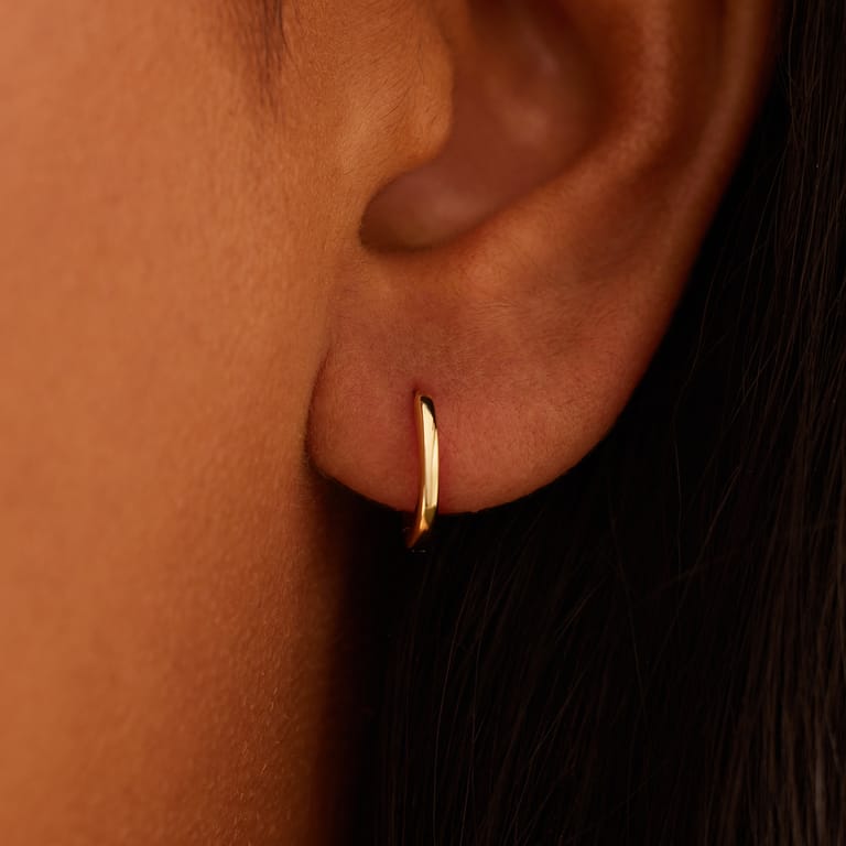 Silberne, goldbeschichtete Creolen mit Zirkonia, 12 mm, für Damen