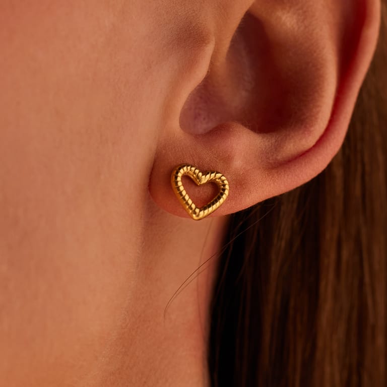 Stainless steel goldpalted oorknoppen open hart