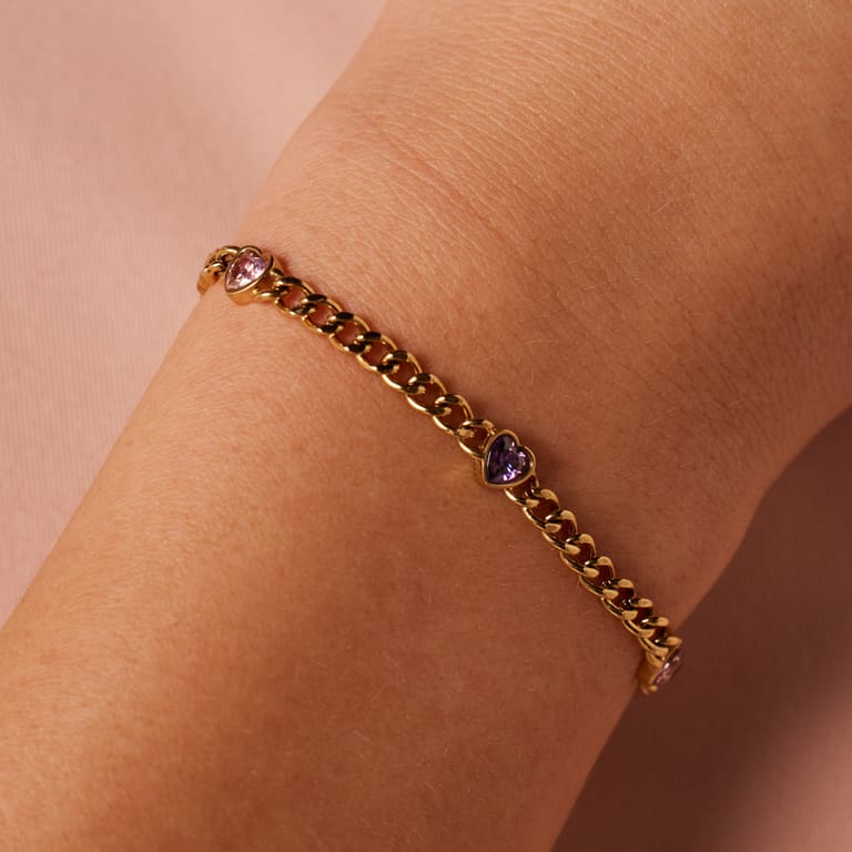 Edelstahl-Fantasiearmband Herz mit Zirkonia für Damen