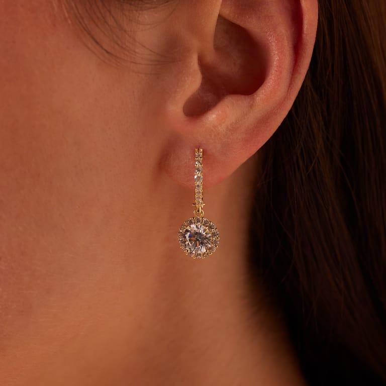 Silbernes Schmuckset goldbeschichtete Kette mit Anhänger mit Zirkonia für Damen