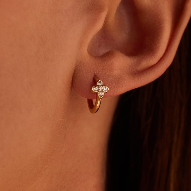 Zilveren goldplated oorringen met zirkonia voor dames