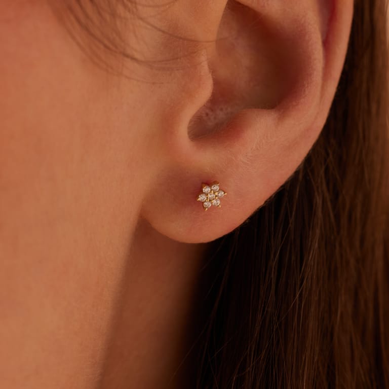 Zilveren goldplated oorknoppen met zirkonia voor dames