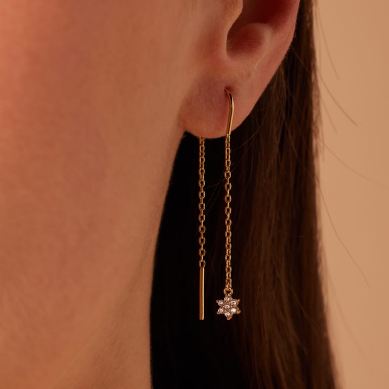 Zilveren goldplated oorringhangers voor dames