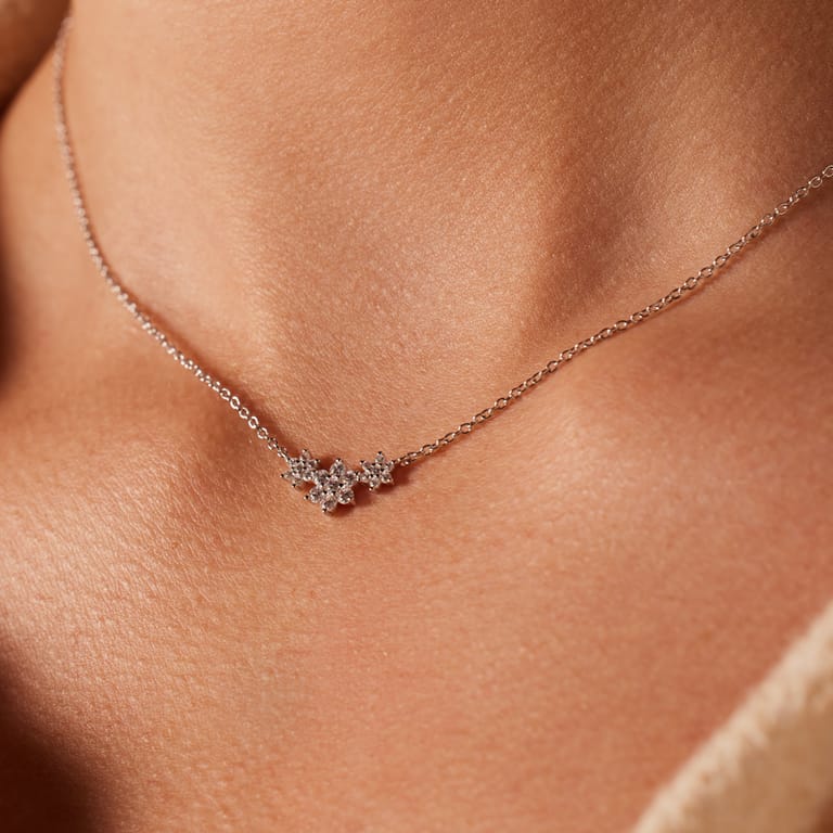 Zilveren ketting met hanger met zirkonia voor dames