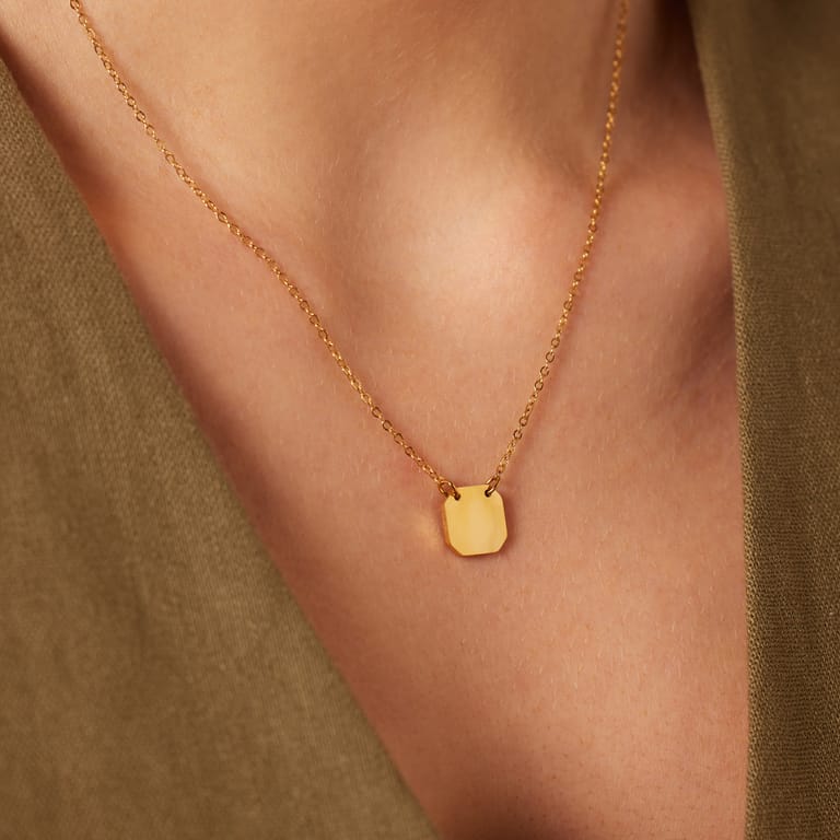 Stalen goldplated ketting met hanger voor dames