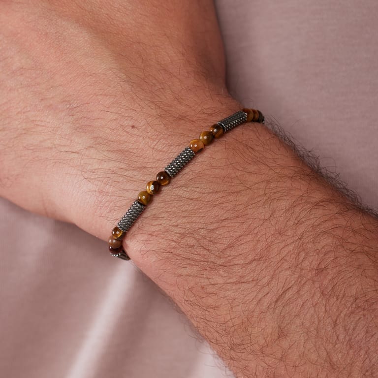 Edelstahl Perlenarmband Tigerauge