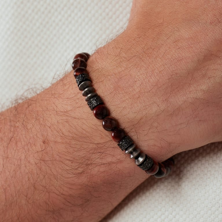 Edelstahl-Perlenarmband Tigerauge