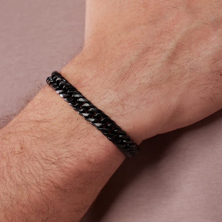Edelstahl Herrenarmband Gourmet-Schließe schwarz