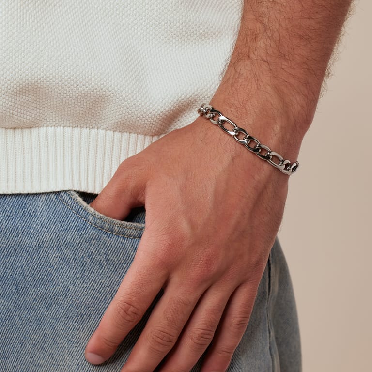 Stainless steel herenarmband gourmetschakel