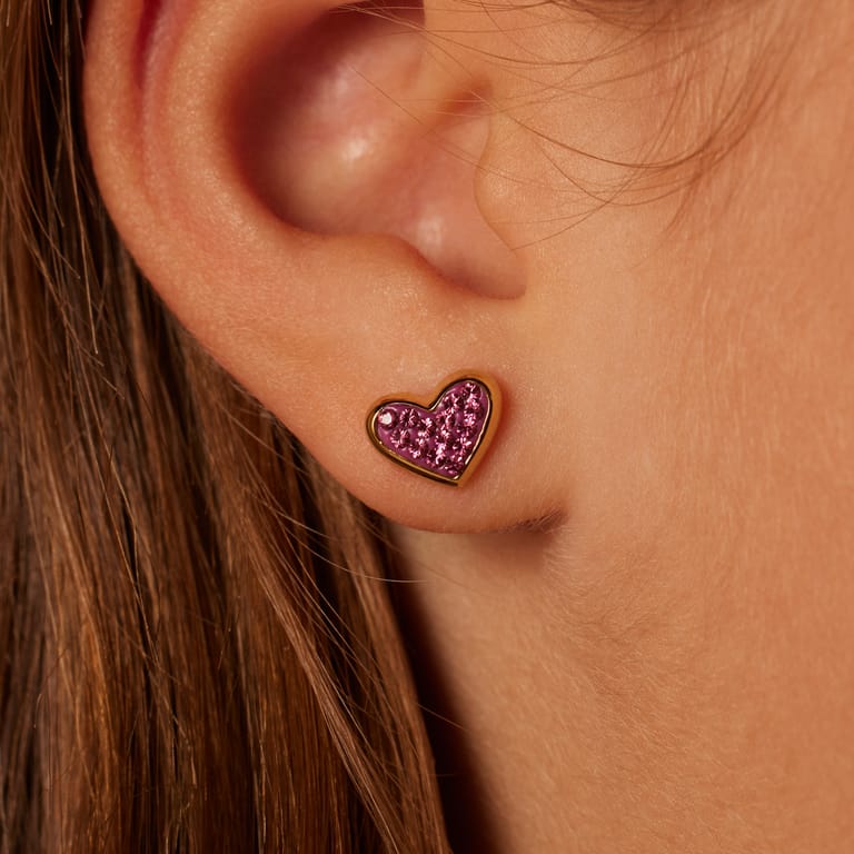 Zilveren goldplated kinderoorbellen met kristal