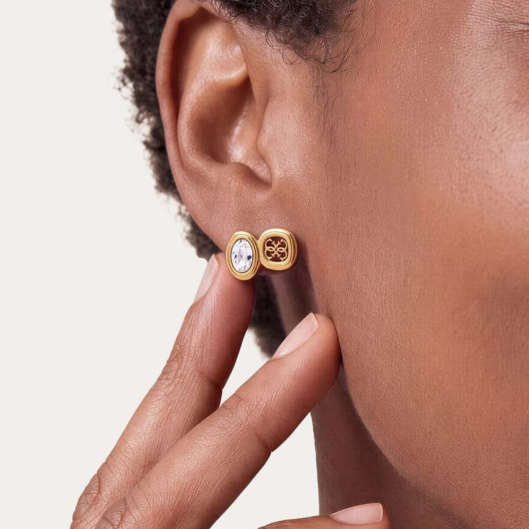 Guess Ohrstecker aus goldplattiertem Edelstahl mit Kristall für Damen