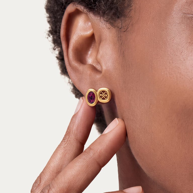 Guess Ohrstecker aus Edelstahl, vergoldet, mit Kristall für Damen
