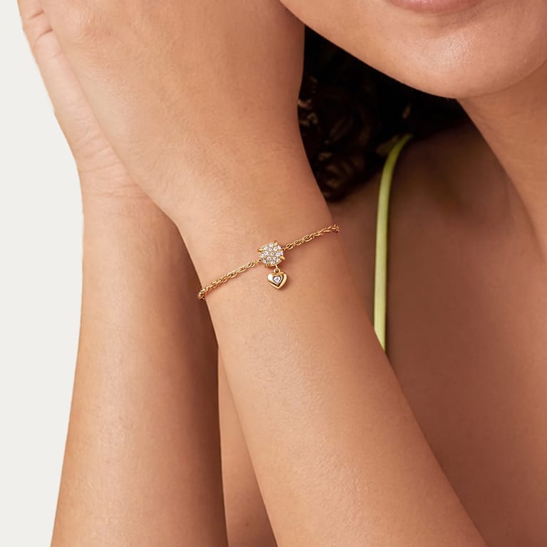 Guess stainless steel goldplated fantasiearmband met kristal voor dames