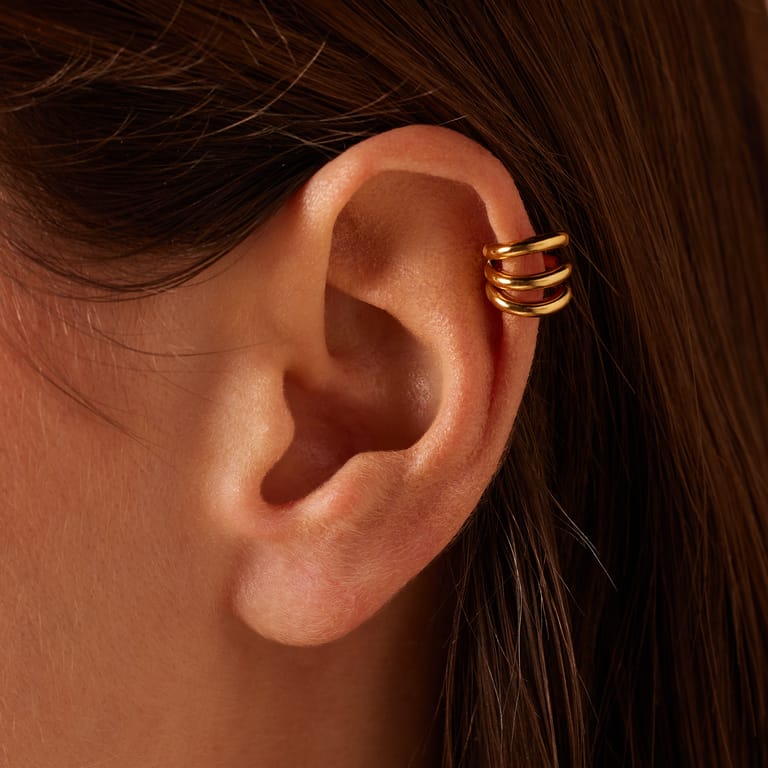 Stalen goldplated earcuff breed