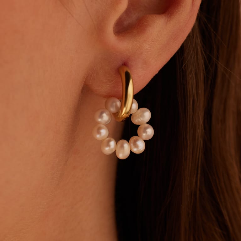 Stainless steel oorringen met parel voor dames