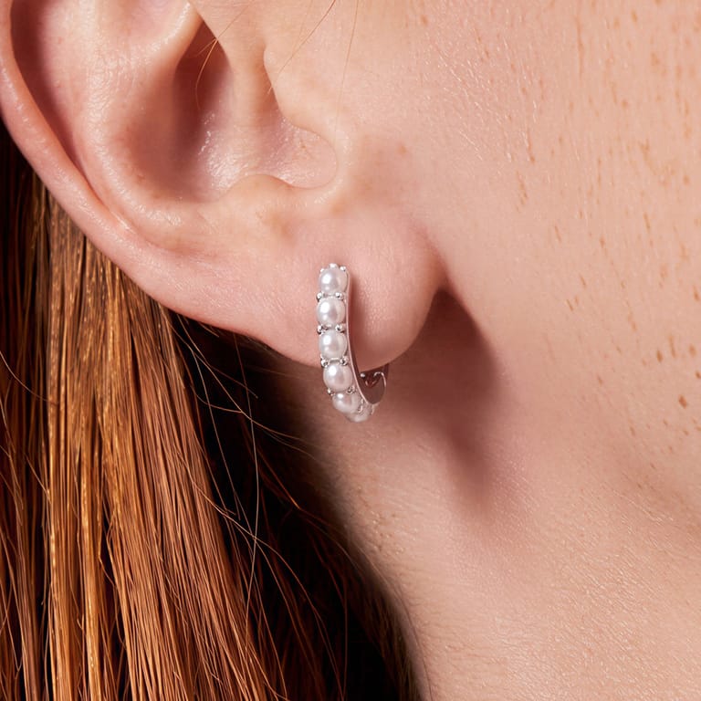 Stainless steel oorringen met parel voor dames