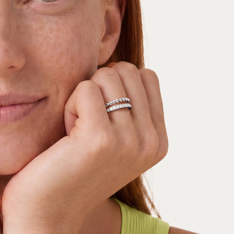 Stainless steel ring met zirkonia voor dames