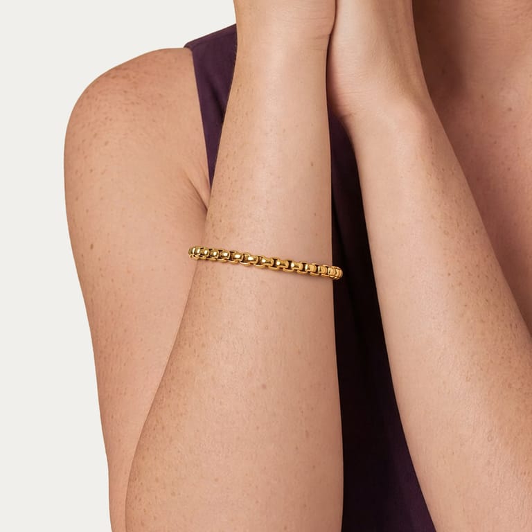 Stainless steel goldplated schakelarmband voor dames