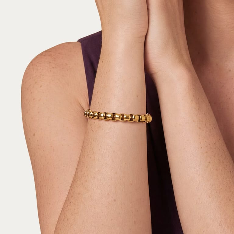 Edelstahl goldbeschichtetes Gliederarmband für Damen