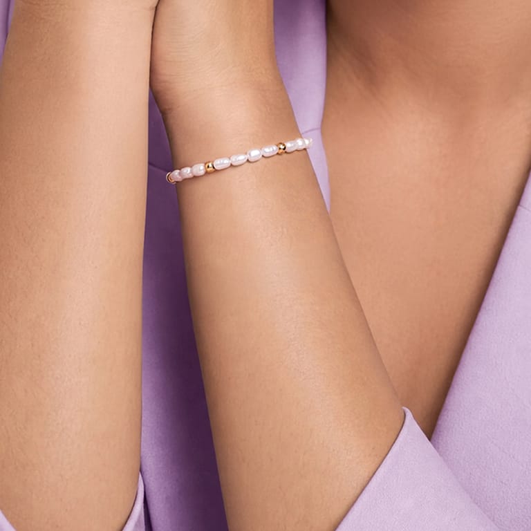 Perlenarmband aus Edelstahl, vergoldet mit Beschichtung für Damen