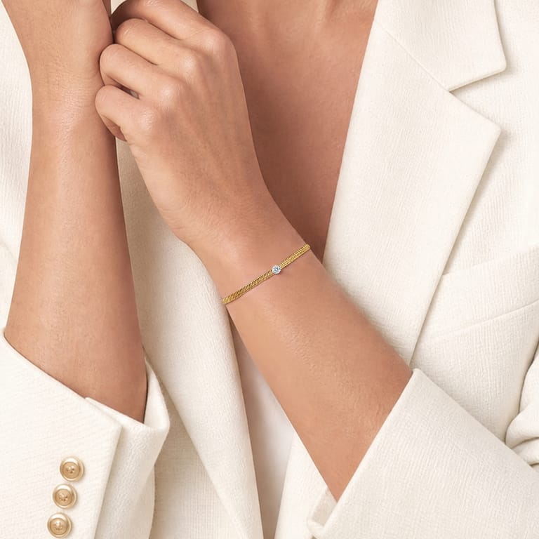 Stalen goldplated armband herringbone zirk