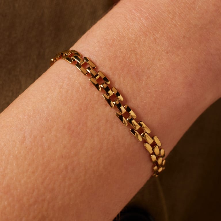 Edelstahl goldbeschichtetes Gliederarmband für Damen