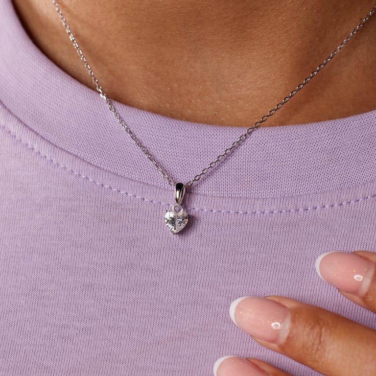 Zilveren ketting met hanger met zirkonia voor dames