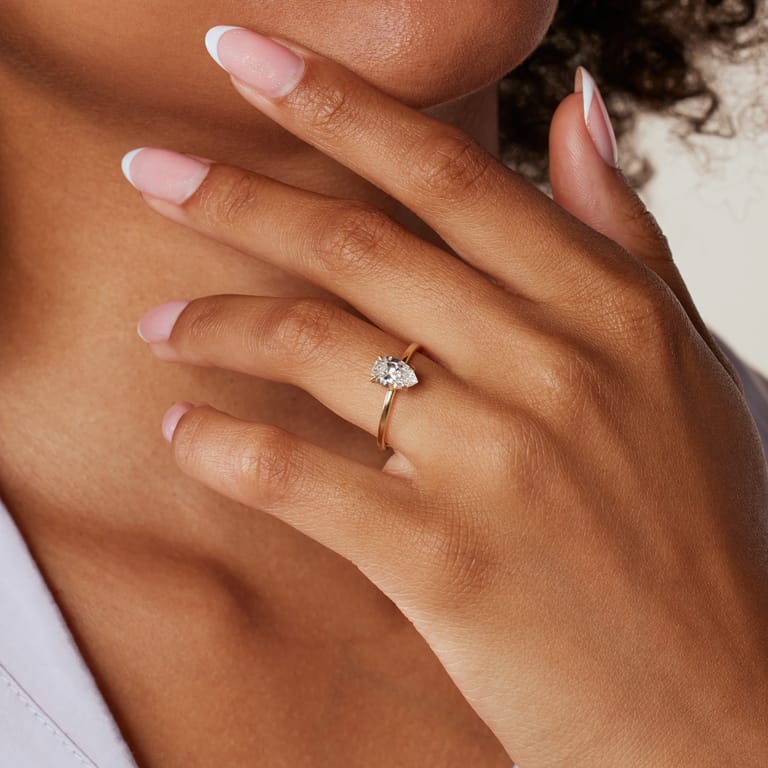 14 karaat ring met lab grown diamant 1ct peer