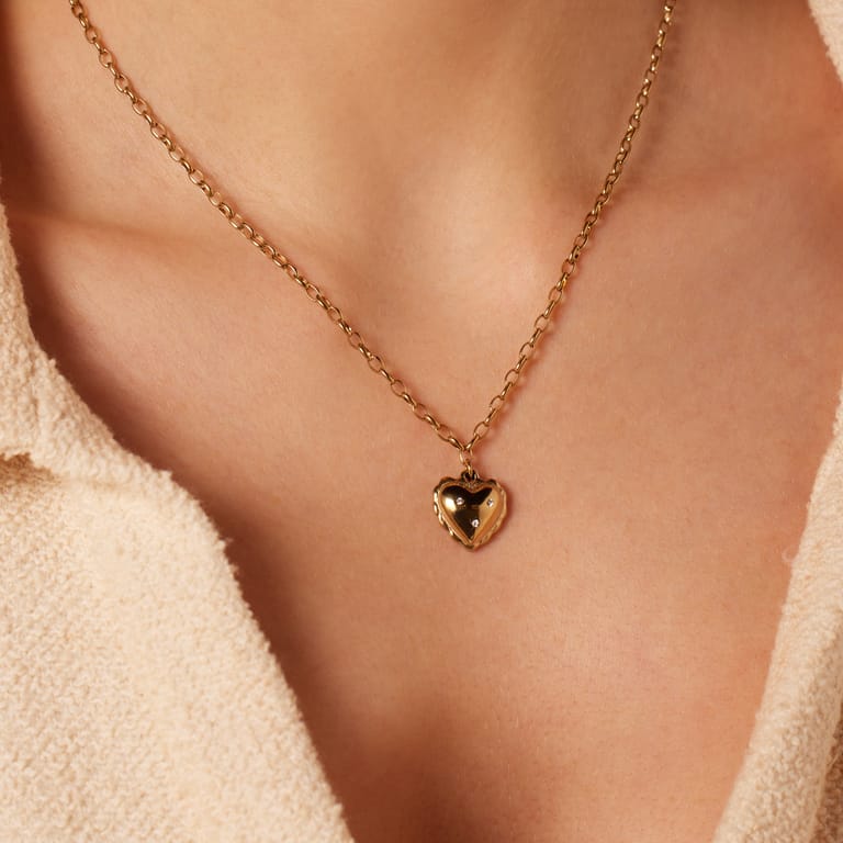 Stalen goldplated ketting hart