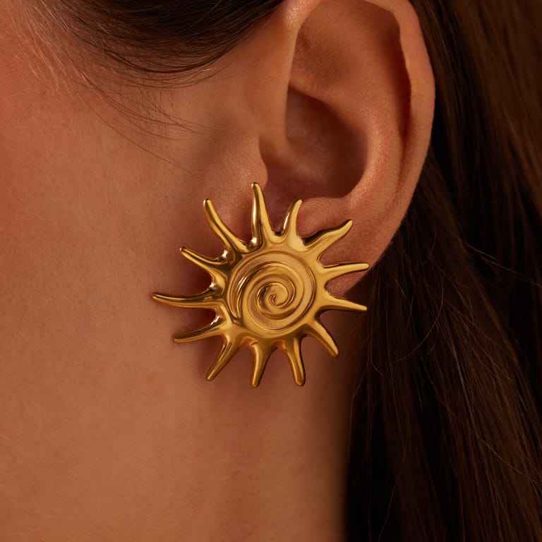 Stainless steel goldplated oorknoppen zon