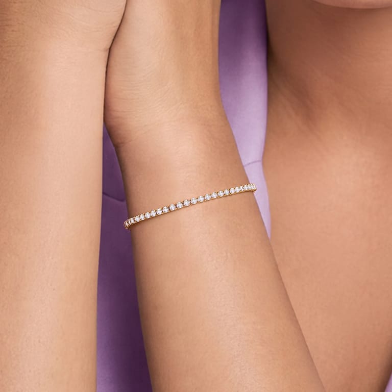 Zilveren goldplated tennisarmband met
