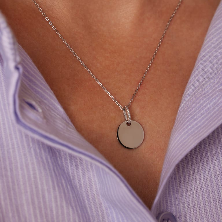 Zilveren ketting met hanger met plating met zirkonia voor dames