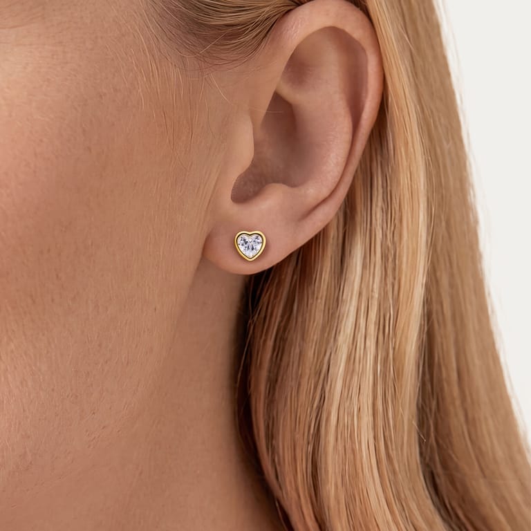 Zilveren goldplated oorknoppen met zirkonia