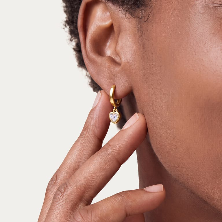 Zilveren goldplated oorbellen met zirkonia