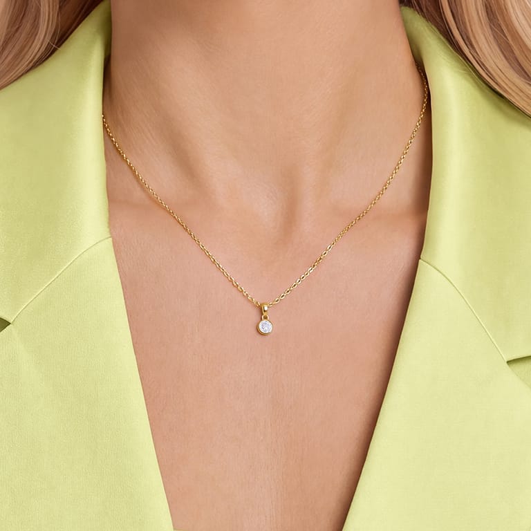 Zilveren goldplated ketting met hanger met zirkonia