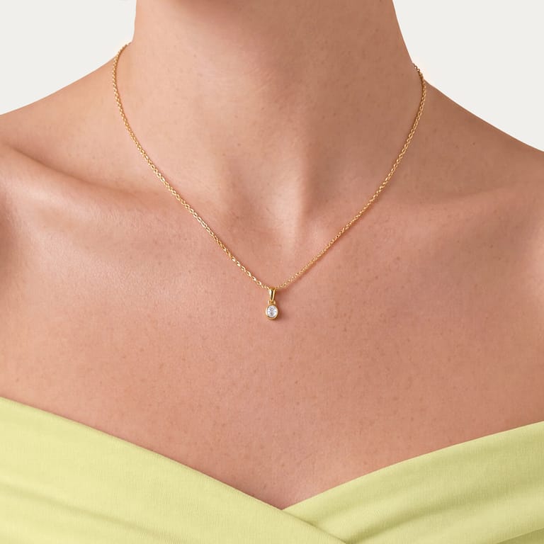 Zilveren goldplated ketting met hanger met zirkonia