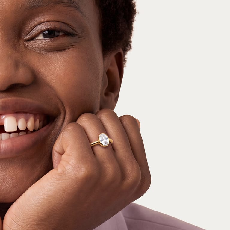 Zilveren goldplated ring met zirkonia