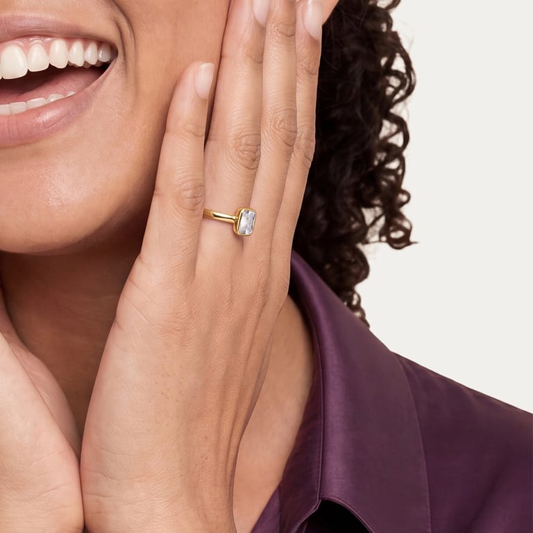 Zilveren goldplated ring met zirkonia
