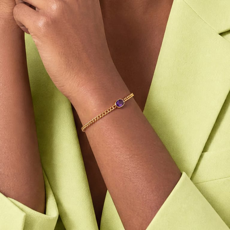 Stainless steel armband met geboortesteen zirkonia voor dames