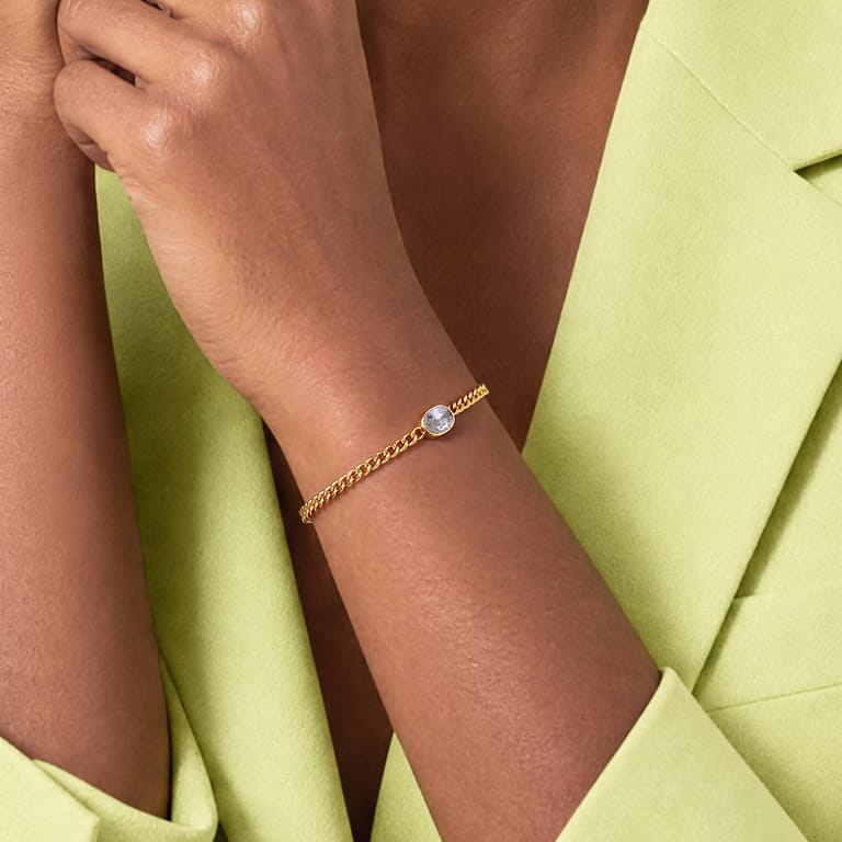 Stainless steel armband met geboortesteen zirkonia voor dames