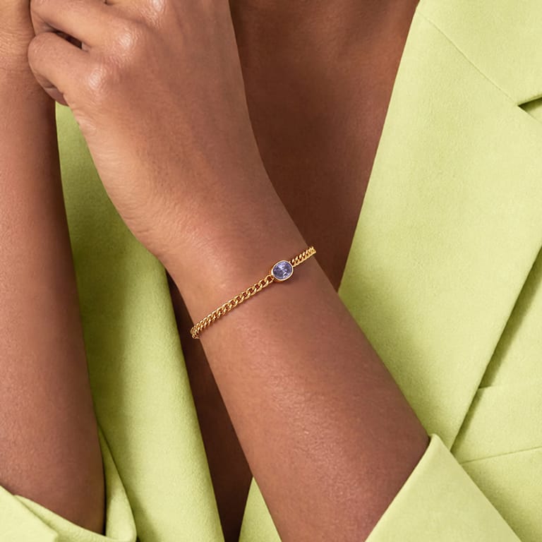 Stainless steel armband met geboortesteen zirkonia voor dames