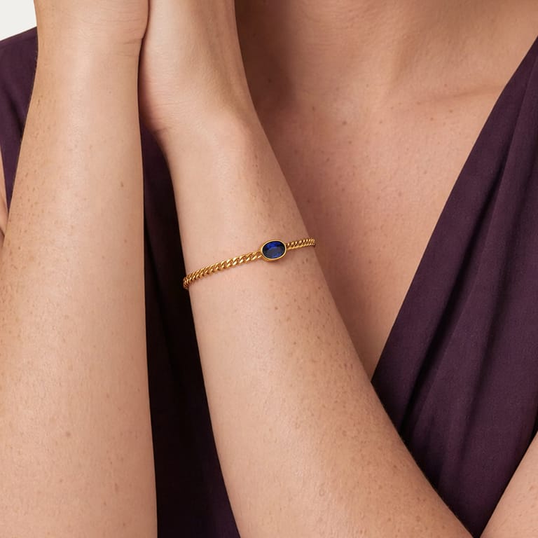 Edelstahlarmband mit Zirkonia-Geburtsstein für Damen